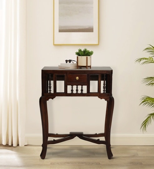 Carvo Teak Wood Console In Walnut Finish