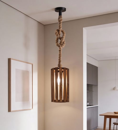 Casa Brown Solid Wood Single Hanging Light