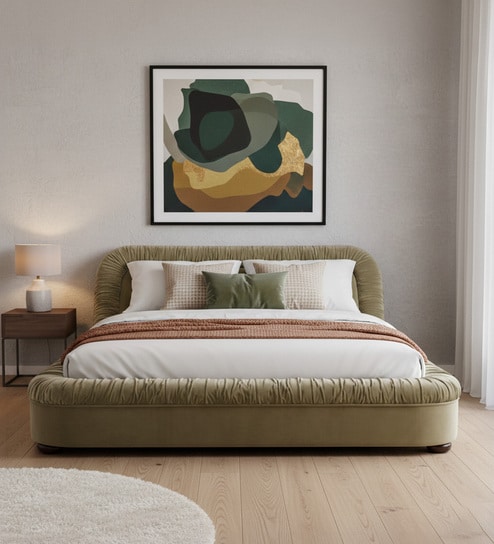 Casa Haven Relax Bed in velvet With Engineered Hardwood Frame & Hydraulic Storage