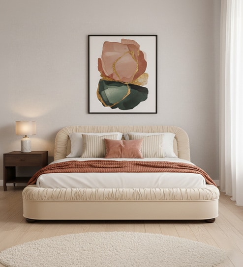 Casa Haven Relax Queen Size Bed in velvet With Engineered Hardwood Frame & Hydraulic Storage