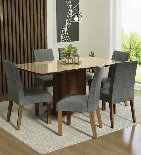 Cascada 6 Seater Dining Set In Brown & Beige Finish