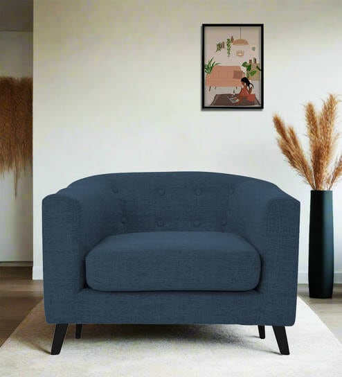 Casper Fabric 1 Seater Sofa in Light Blue Colour