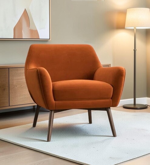 Castello Arm Chair In Rust Orange Color