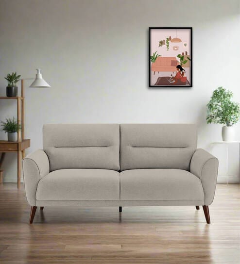 Castro Fabric 2 Seater Sofa In Lit Grey Color