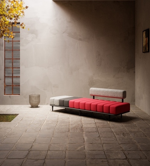 Caterpillar Hornbill Fabric Daybed in Red and Grey Colour