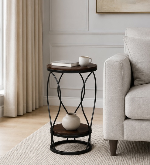 Cavos Metal End Table In Black Colour