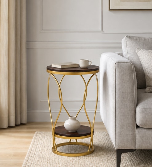 Cavos Metal End Table In Gold Colour