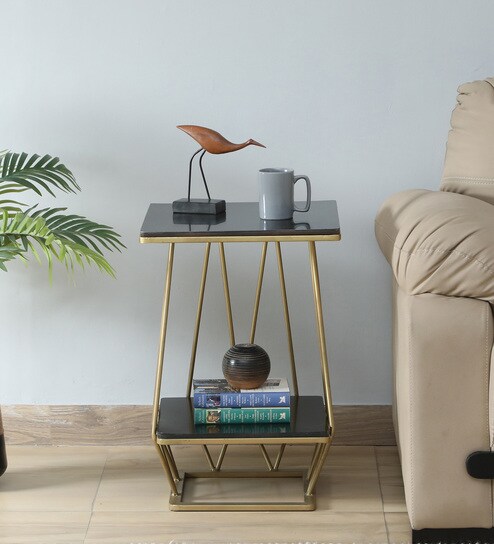 Cavos Metal End Table In Gold Colour