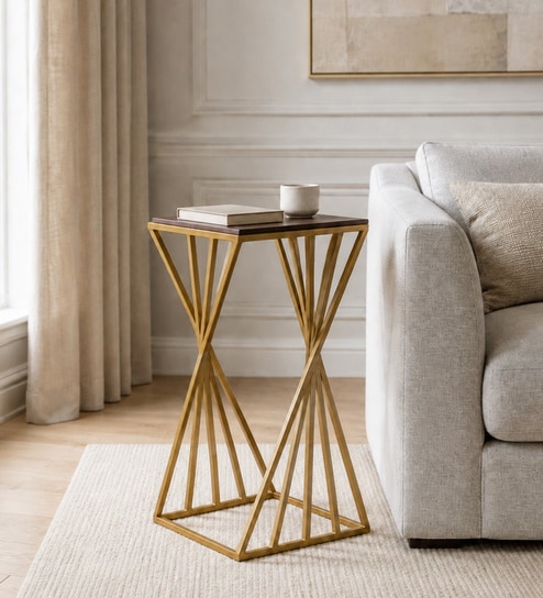 Cavos Metal Side Table In Gold Finish