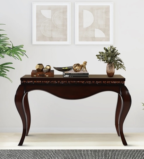 Cazalu Solid Wood Console Table In Brown Finish