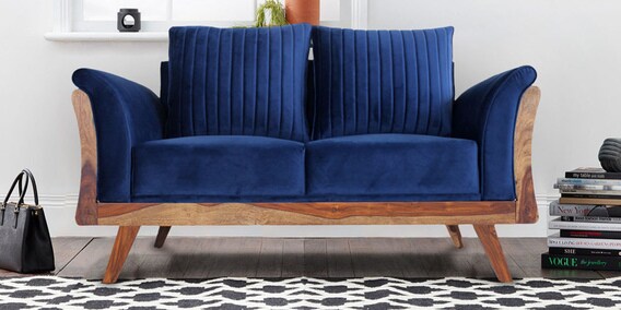 Buy Carolina 2 Seater Sofa In Blue Colour By Peachtree Online Mid Century Modern 2 Seater Sofas Sofas Furniture Pepperfry Product