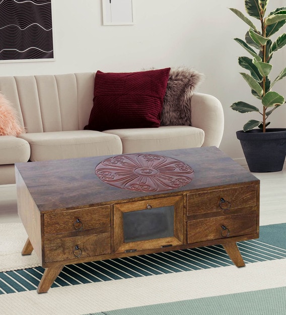 Buy Camilla Small Vintage Table In Teak Vintage Red Finish By