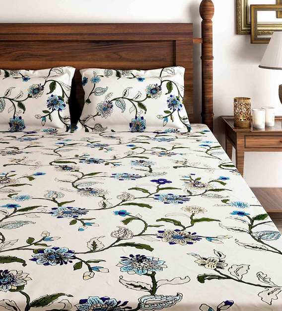 Buy Caramel 100 Cotton 180TC Fitted King Size Bedsheet With 2 Pillow