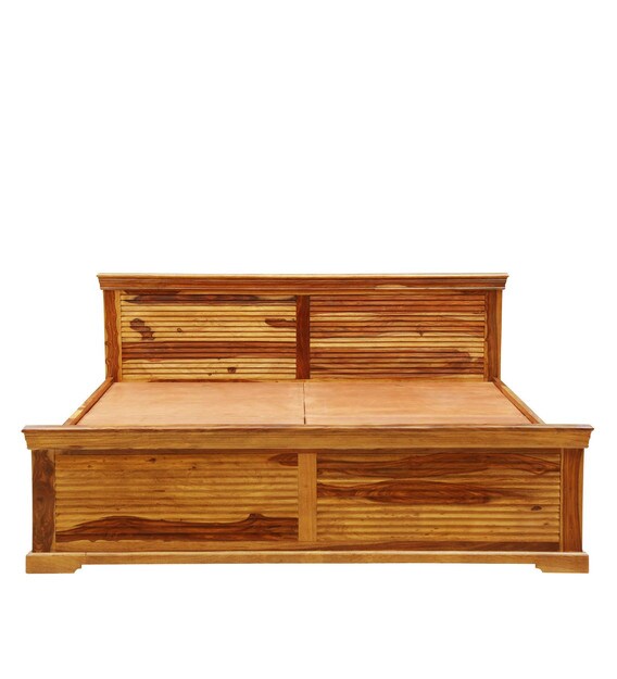 Buy Carleson Solid Wood King Size Bed in Rustic Teak Finish by