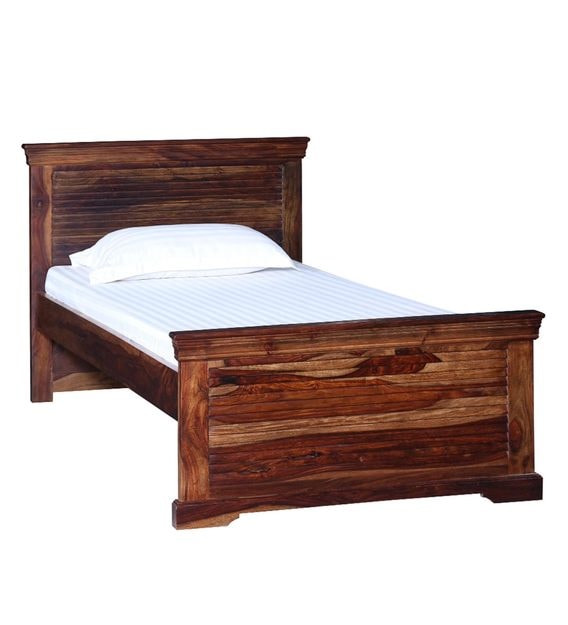 Buy Carleson Solid Wood Single Bed In Provincial Teak Finish 