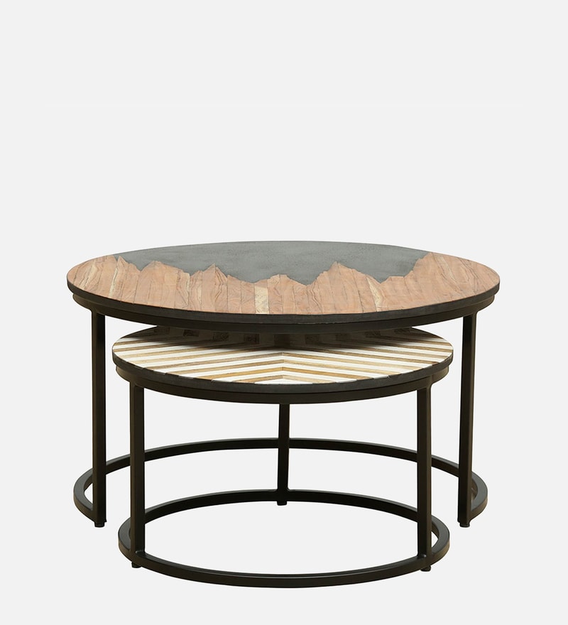 Buy Cady Metal Nest Of Tables In Black Finish (Set of 2) By Bohemiana