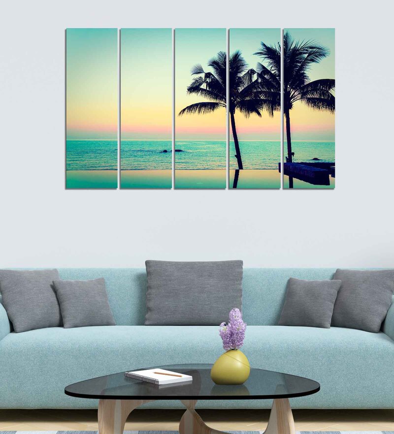 Buy Calm Beach Wood Framed Velvet Laminated Art Print by Wens Online ...