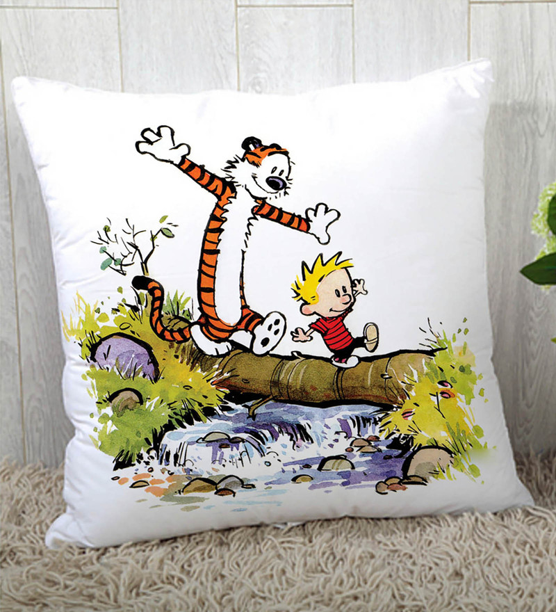 Buy Calvin & Hobbes Silk Cushion Cover by Stybuzz Online - Characters ...