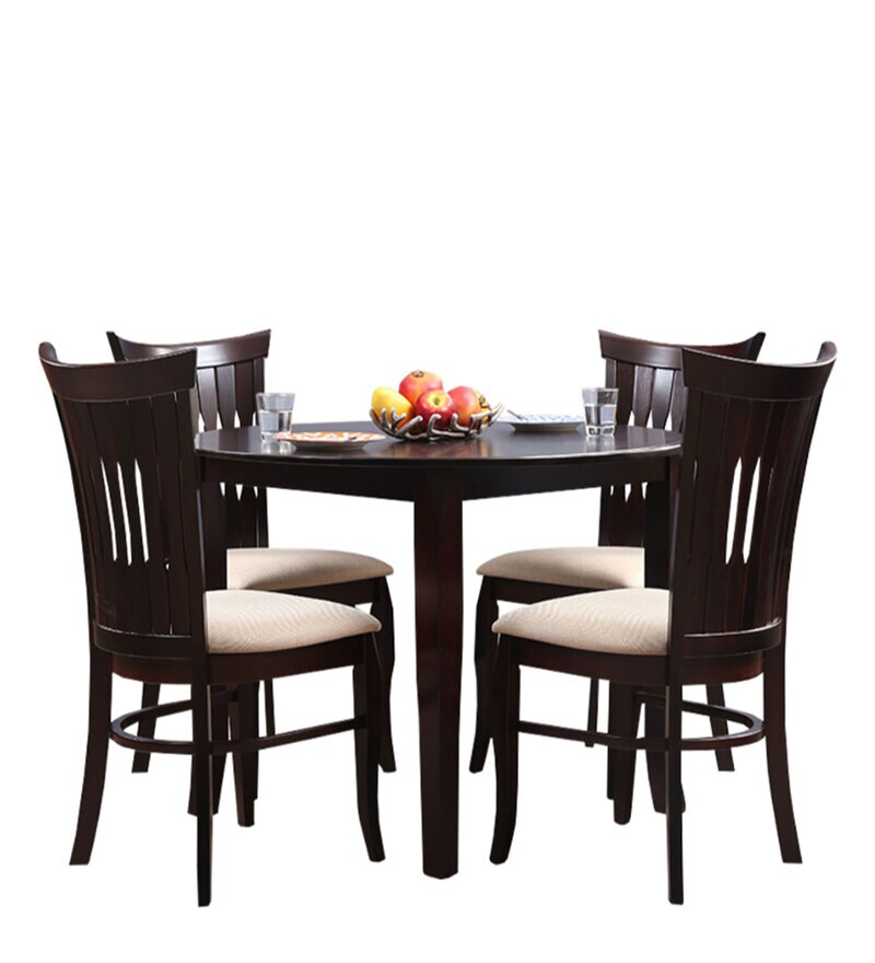 Buy Cardiff Round Solid Wood 4 Seater Dining Set in Expresso Finish by HomeTown Online