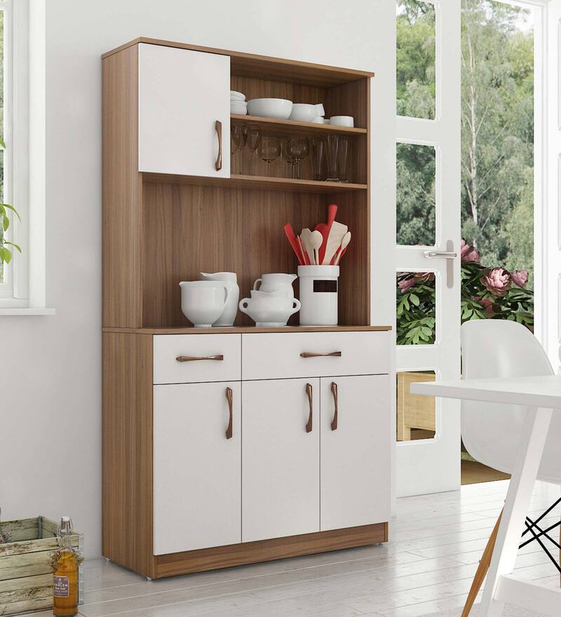 Buy Carson Crockery Unit in Exotic Teak & Frosty White Finish by A