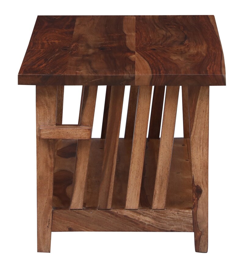Buy Cartesian Solid Wood Coffee table in Rustic Teak Finish by