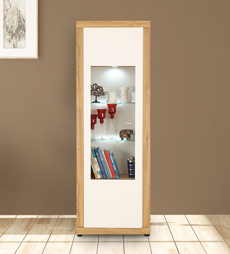 Buy Cartier Multipurpose Storage Cabinet In White High Gloss Oak Finish By Hometown Online Modern Book Cases Book Cases Furniture Pepperfry Product