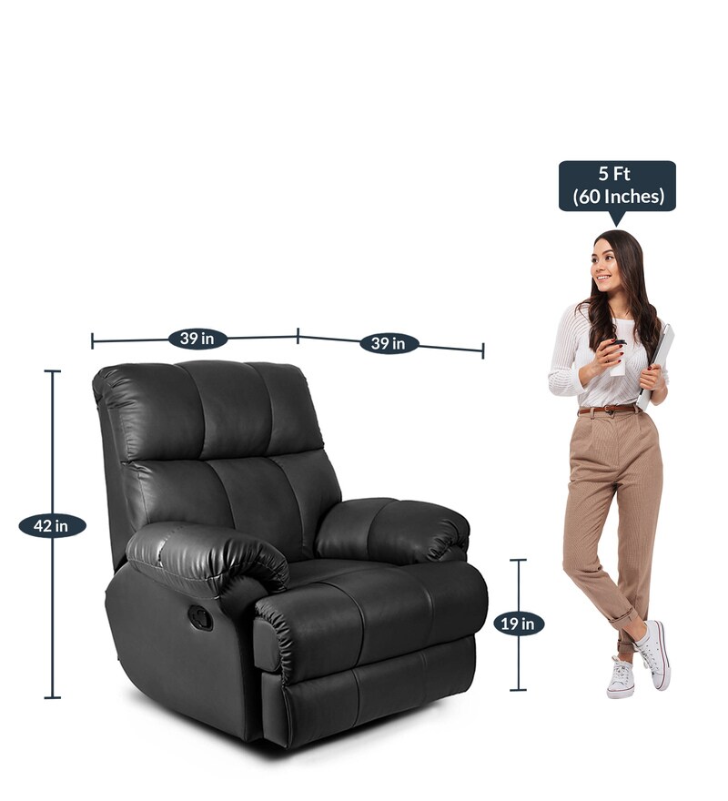Buy Casa Leatherette Manual 1 Seater Recliner in Black Colour by Little