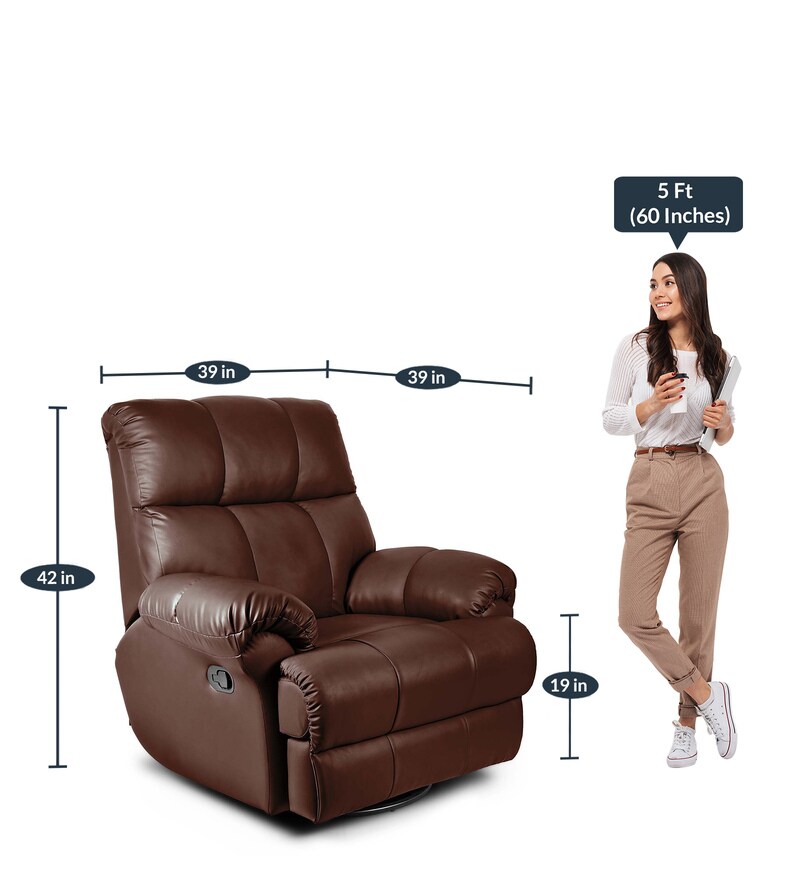 Buy Casa Leatherette Manual 1 Seater Recliner in Brown Colour by Little Nap Designs Online