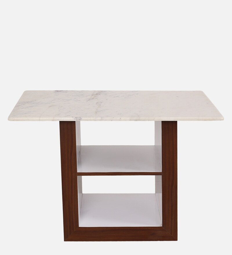 Buy Casket 4 Seater Dining Table in Ply Wood Finish with Marble Top by