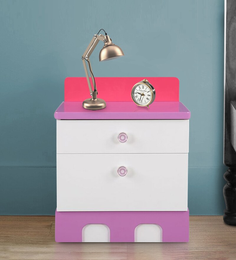 Buy Castle Highgloss Bedside Table in Pink colour by HomeTown Online