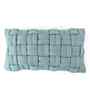 Cadet Blue 100% Cotton 12X20 Inches Knitted Cushion Cover With Filler