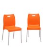 Cafeteria Plastic Cafe Chairs in Orange Colour Set Of 2