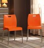Cafeteria Plastic Cafe Chairs in Orange Colour Set Of 2