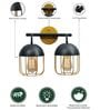 Cage Black & Gold Glass 2 Light Vanity Wall Sconce