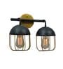 Cage Black & Gold Glass 2 Light Vanity Wall Sconce
