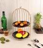 Two Layer Cage Ceramic Platter with Maroon Black Plates