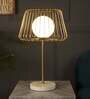 Caged Orb Gold Table Lamp With White Marble Base
