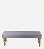 Cairo Velvet Accent 5 Seater Bench Set With 2 Stools In Grey Colour