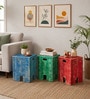 Calais Pine Wood Nesting Side Table In Multicolour (Set of 3) Calais Pine Wood Nesting Side Table In Multicolour (Set of 3)