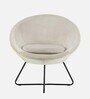 Calip Velvet Low Back Lounge Chair In Off White Colour