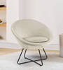 Calip Velvet Low Back Lounge Chair In Off White Colour