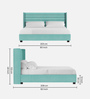 Caliya Velvet Upholstered King Size Bed in Aqua Blue Colour with Box Storage