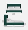 Caliya Velvet Upholstered King Size Bed in Pine Green Colour with Box Storage