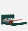 Caliya Velvet Upholstered King Size Bed in Pine Green Colour with Box Storage