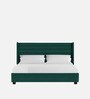 Caliya Velvet Upholstered King Size Bed in Pine Green Colour with Box Storage