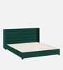 Caliya Velvet Upholstered King Size Bed in Pine Green Colour with Box Storage