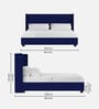 Caliya Velvet Upholstered King Size Bed in Imperial Blue Colour with Box Storage