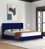Caliya Velvet Upholstered King Size Bed in Imperial Blue Colour with Box Storage