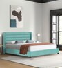 Caliya Velvet Upholstered King Size Bed in Aqua Blue Colour Caliya Velvet Upholstered King Size Bed in Aqua Blue Colour