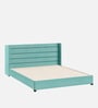 Caliya Velvet Upholstered Queen Size Bed in Aqua Blue Colour with Box Storage